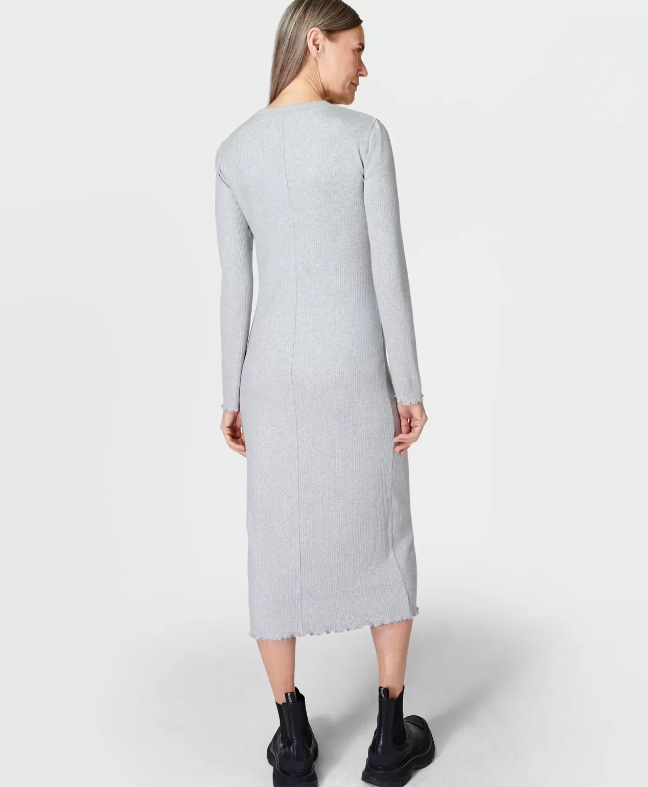 Sweaty Betty Ribbed Long Sleeve Midi Dress- Dresses & Jumpsuits