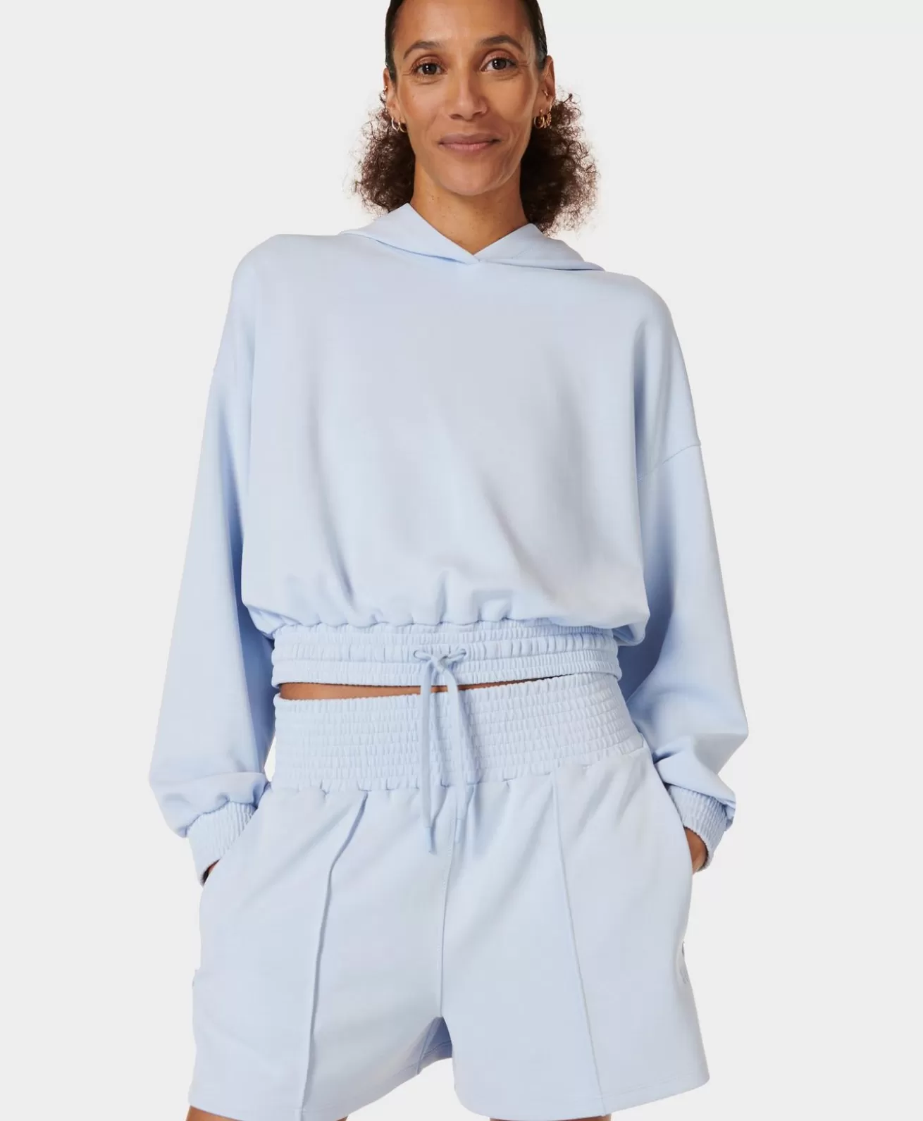 Sweaty Betty Sand Wash CloudWeight Crop Hoodie- Sweatshirts + Hoodies